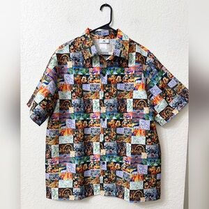 Disney Parks Mickey Mouse & Friends Mosaic Tile Button Up Short Sleeve Shirt - L